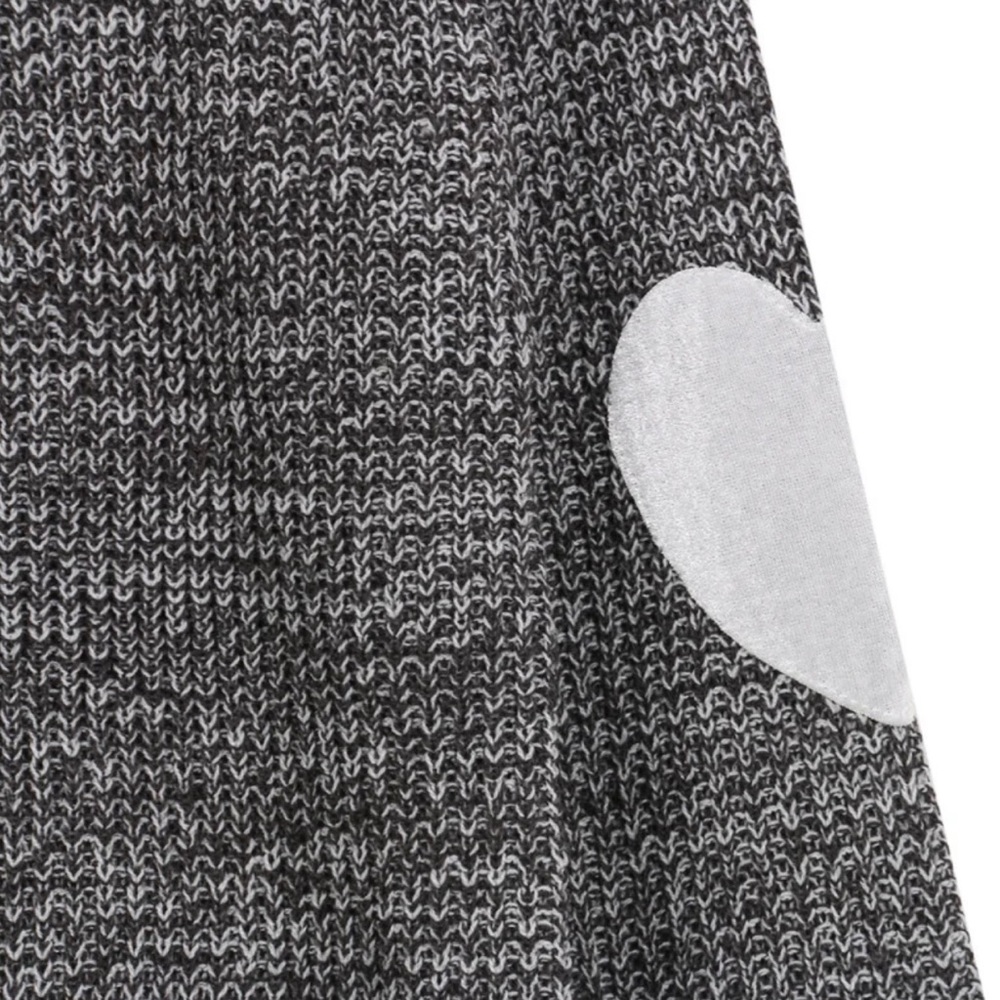 NWOT heather grey sweater with heart elbow patches - Picture 4 of 6